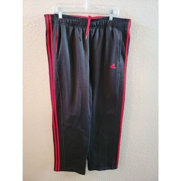 Adidas Climawarm Men's Black Elastic Waist Red Striped Workout Pants Extra Large - Picture 1 of 5